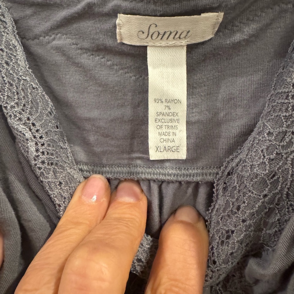 Soma Light gray Lace Pajama top - Picture 4 of 9